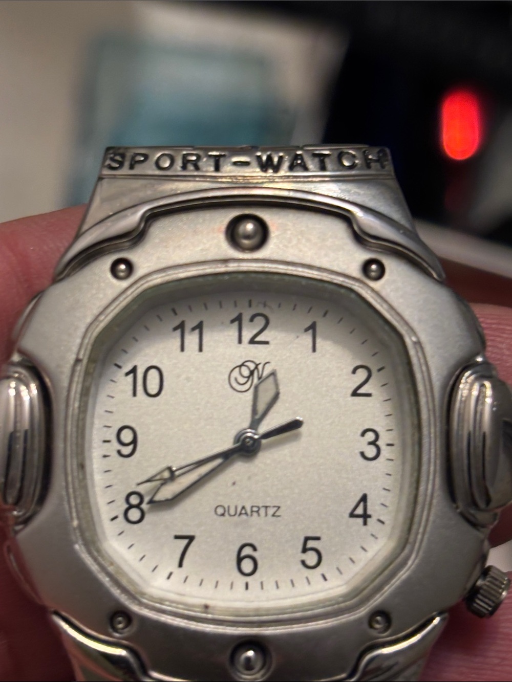 Men's Silver Sport Watch with White Dial